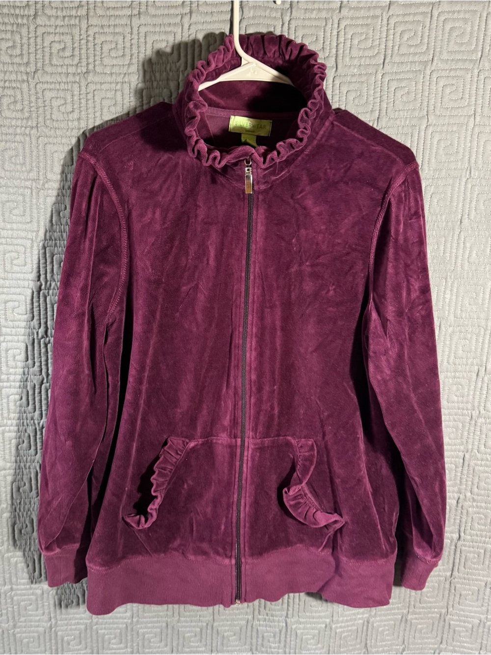 Silverwear Jacket Women’s 1x Maroon Velour Cotton Blend